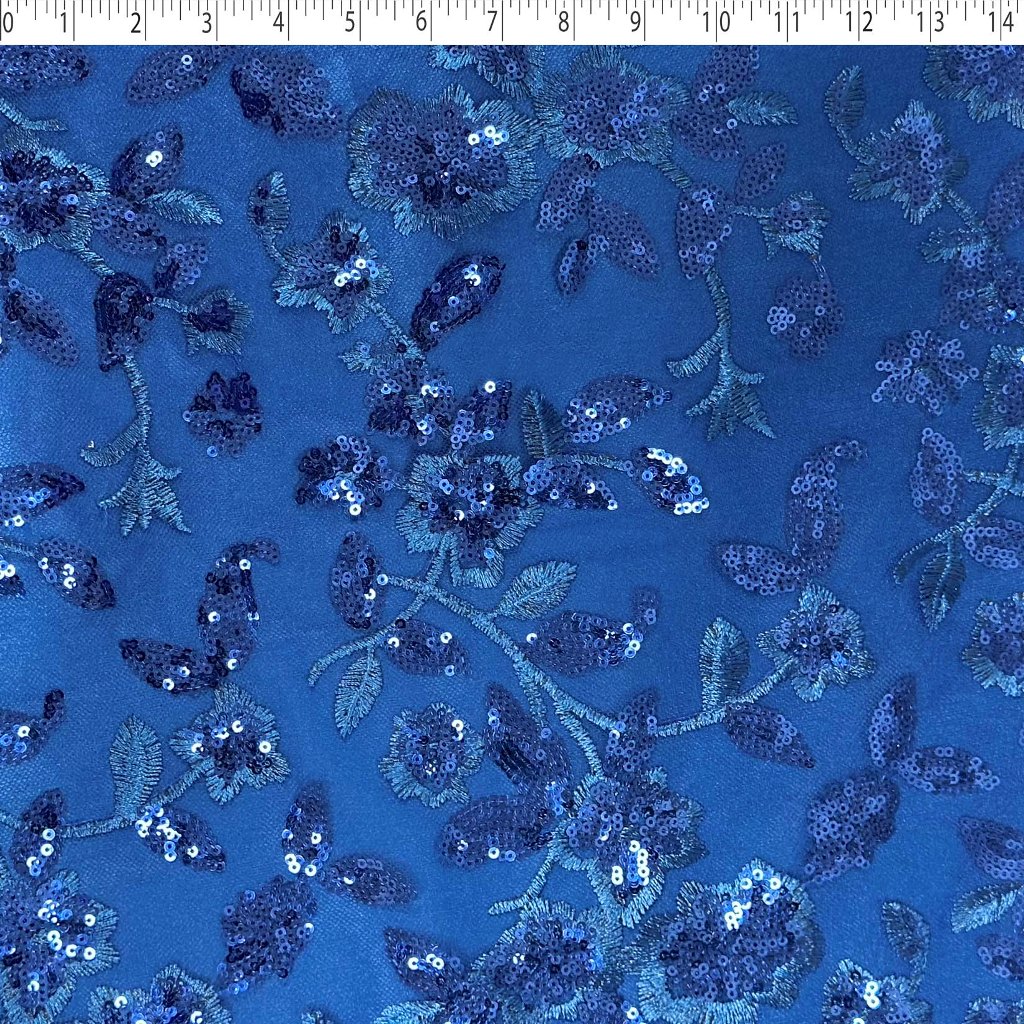 LUCIANA EMBROIDERED SEQUIN TULLE - FLORAL CLUSTERS - Image 3