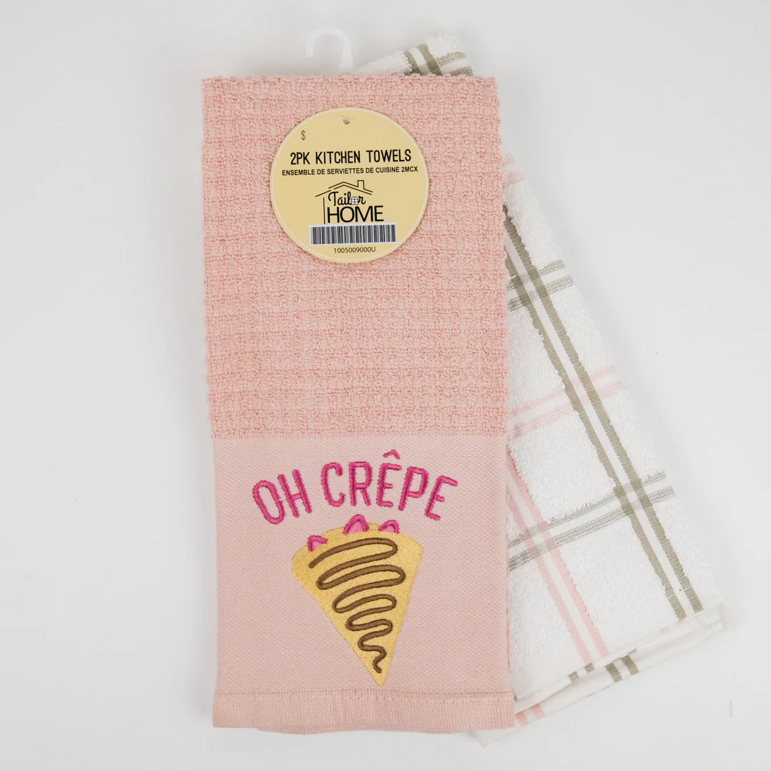 2PK KITCHEN TOWELS - OH CREPE