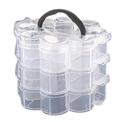 3 TIERS STACKABLE FLOWER SHAPE BEAD STORAGE BOX WITH LID