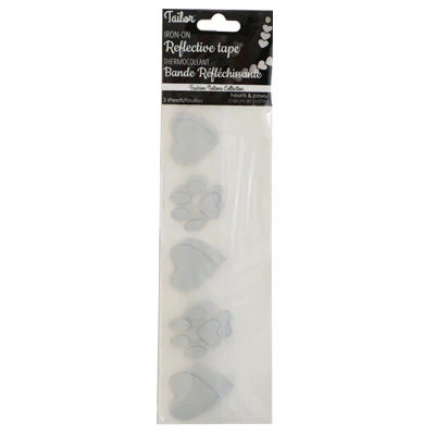 REFLECTIVE TAPE - HEARTS & PAWS - IRON ON 2CM*15CM