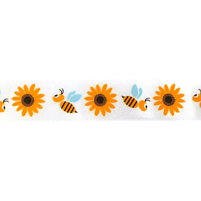 SINGLE FACE SATIN RIBBON 25mm - SUNFLOWER PRINT