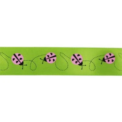 SINGLE FACE SATIN RIBBON 16mm - LADYBUG PRINT