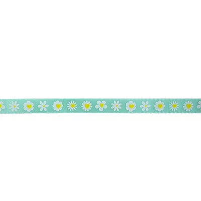 SINGLE FACE SATIN RIBBON WITH FLOWERS 9MM (3/8")