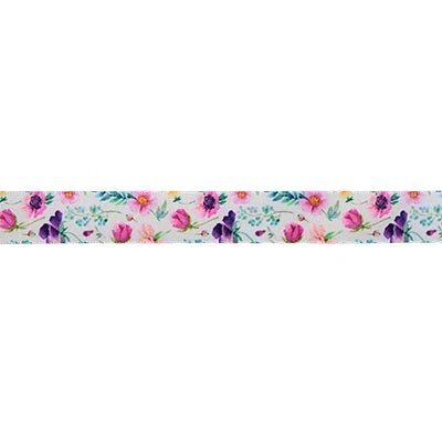 SINGLE FACE SATIN FLORAL RIBBON 16MM (5/8")