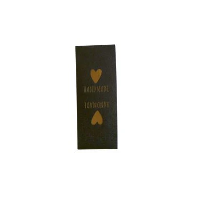 6136889 LEATHER LOOK FOLDOVER LABEL "HANDMADE & HEART" 8CM x 3CM
