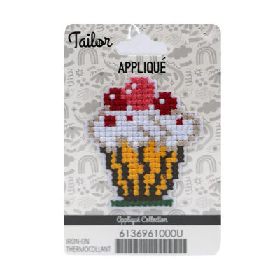 CROSS STITCH APPLIQUE - SUNDAE - IRON ON 4.9*5.7CM