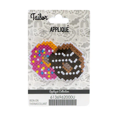 CROSS STITCH APPLIQUE - DOUGHNUTS - IRON ON 6*4CM