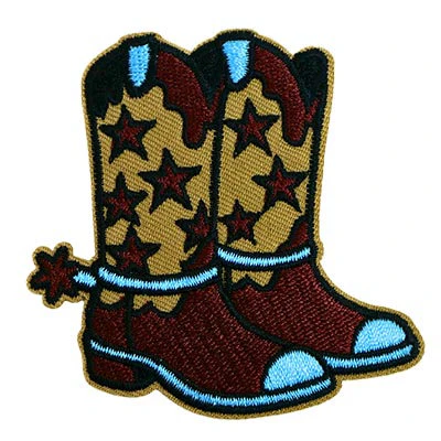 APPLIQUE COUNTRY COWBOY BOOTS IRON ON