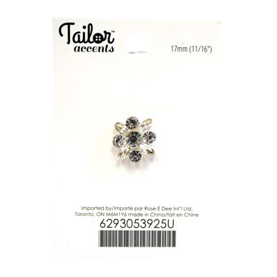 SMALL FLORAL RHINESTONE BUTTON 17MM