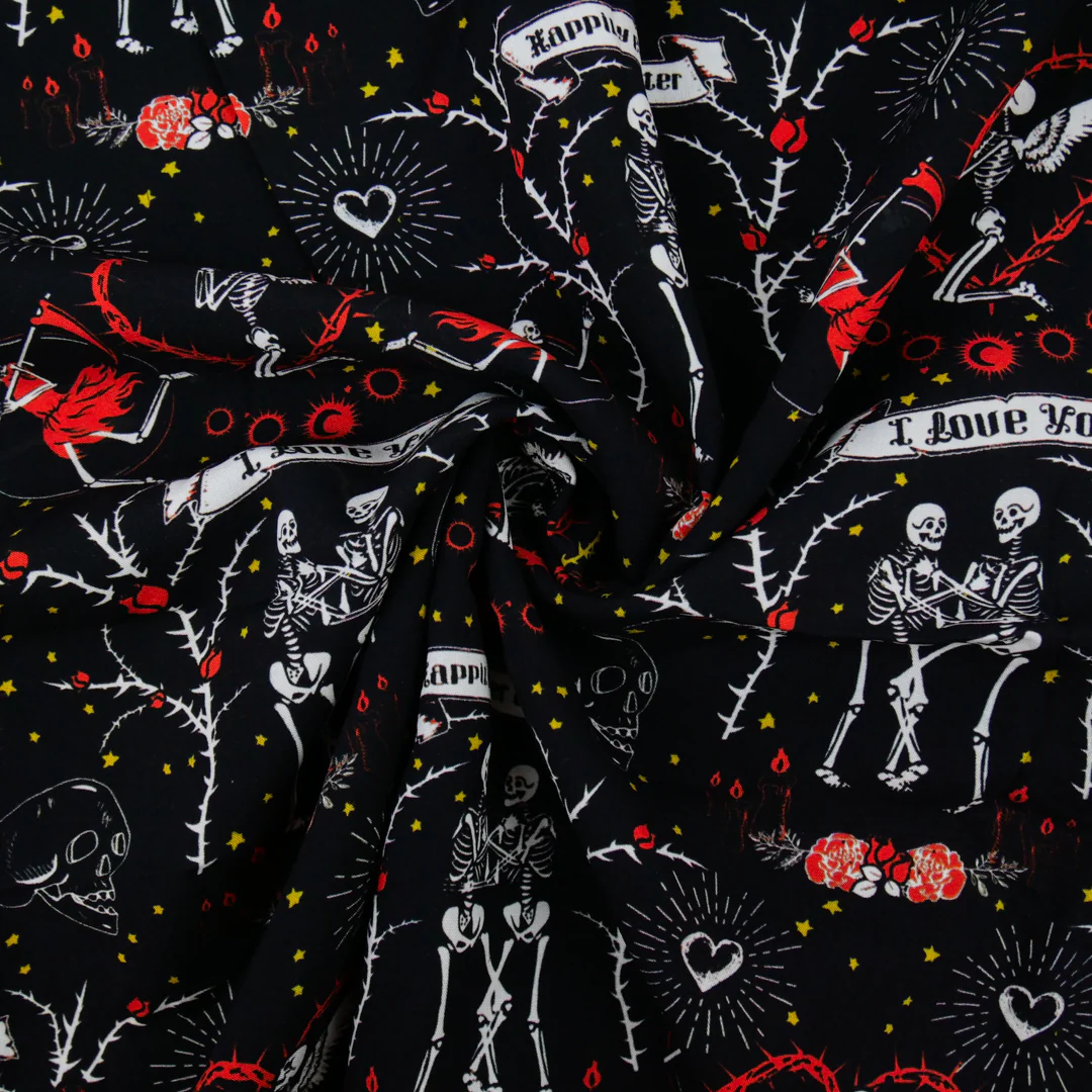ARIELLE - RAYON PRINTS - SKELETONS/HEARTS - Image 3