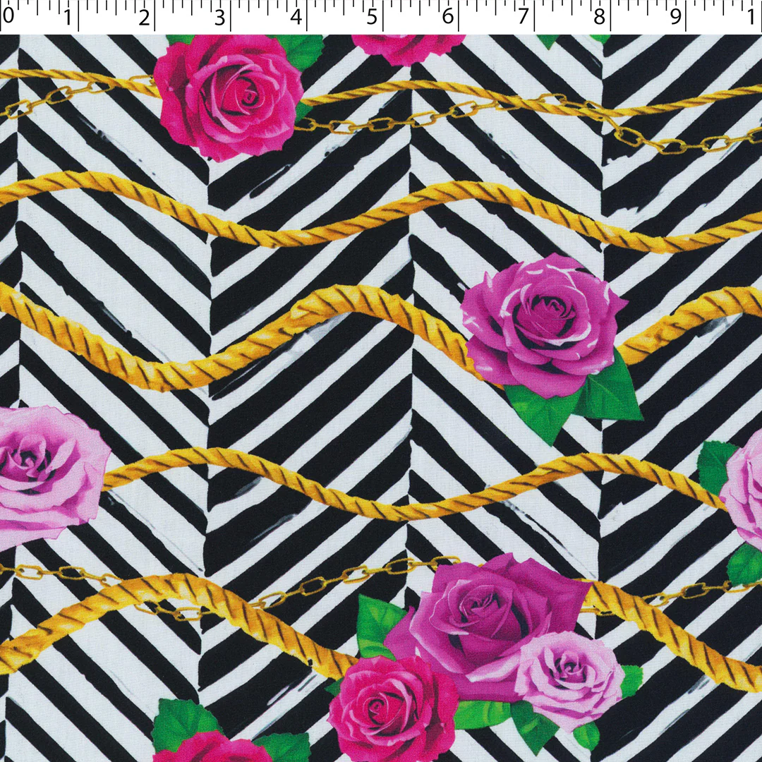 CHARLIE-RAYON POPLIN PRINTS-ROSES / CHEVRON - Image 4