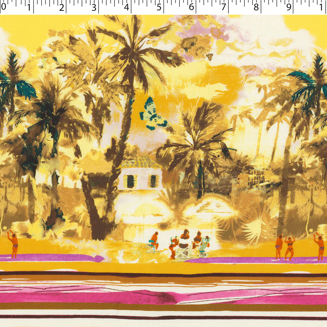 CHIT CHAT COLLECTION - STRETCH COTTON PRINTS - TROPICAL PARADISE ONE-SIDE BORDER