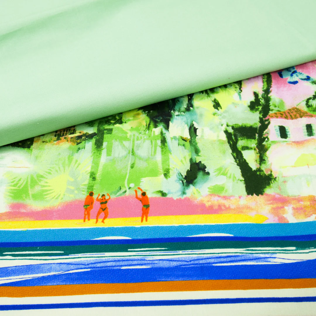 CHIT CHAT COLLECTION - STRETCH COTTON PRINTS - TROPICAL PARADISE ONE-SIDE BORDER - Image 2