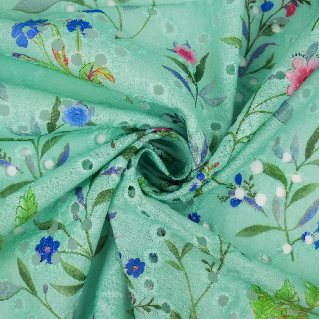 CONVENT GARDEN - COTTON EMBROIDERED PRINT - SPACED FLORAL - Image 3