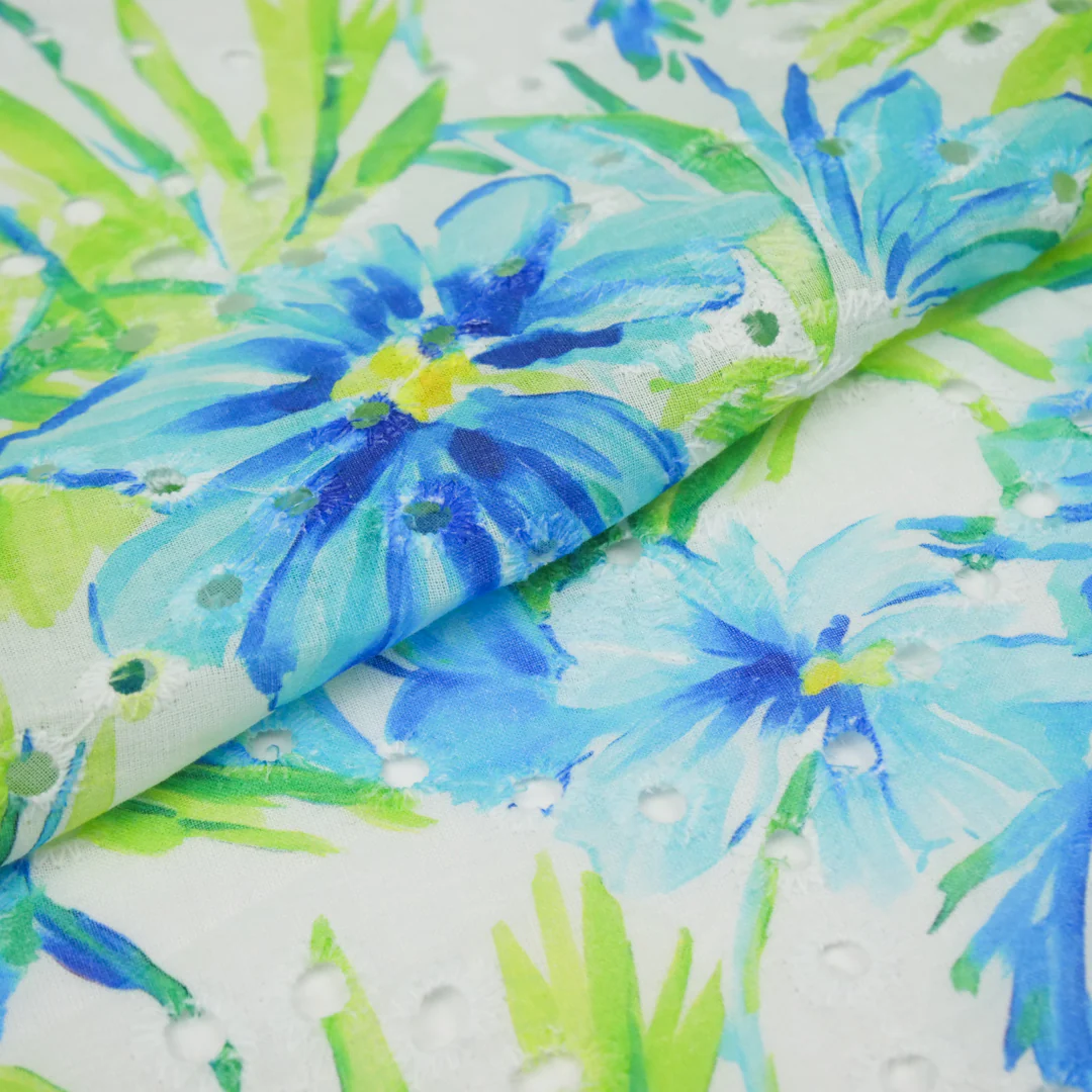 CONVENT GARDEN - COTTON EMBROIDERED PRINT - TROPICAL FLORAL - Image 2