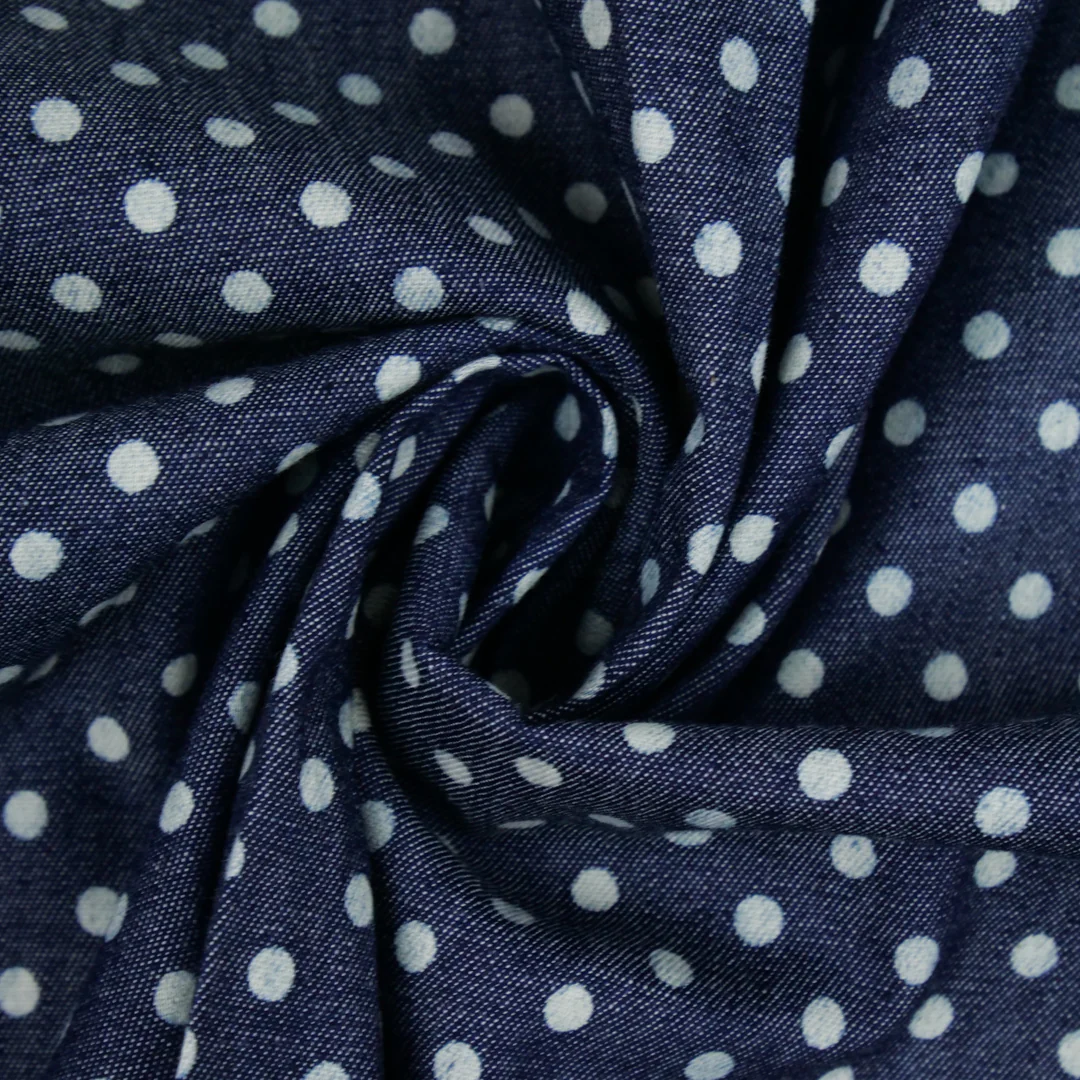EVERYDAY BLUE - COTTON DENIM PRINTS - SMALL DOTS