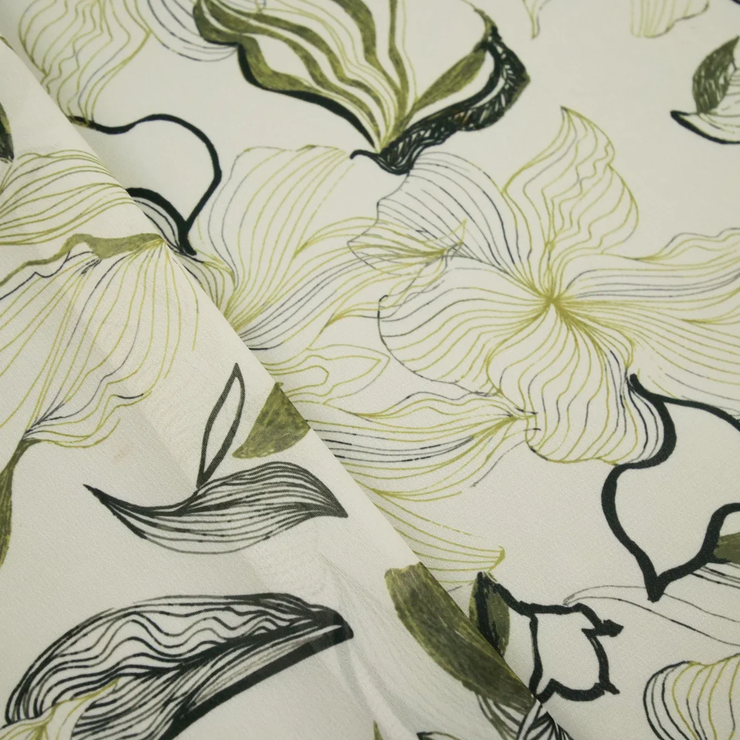GEMINI COLLECTION - CHIFFON TWIN PRINTS - ABSTRACT MONOTONE FLORAL - Image 2