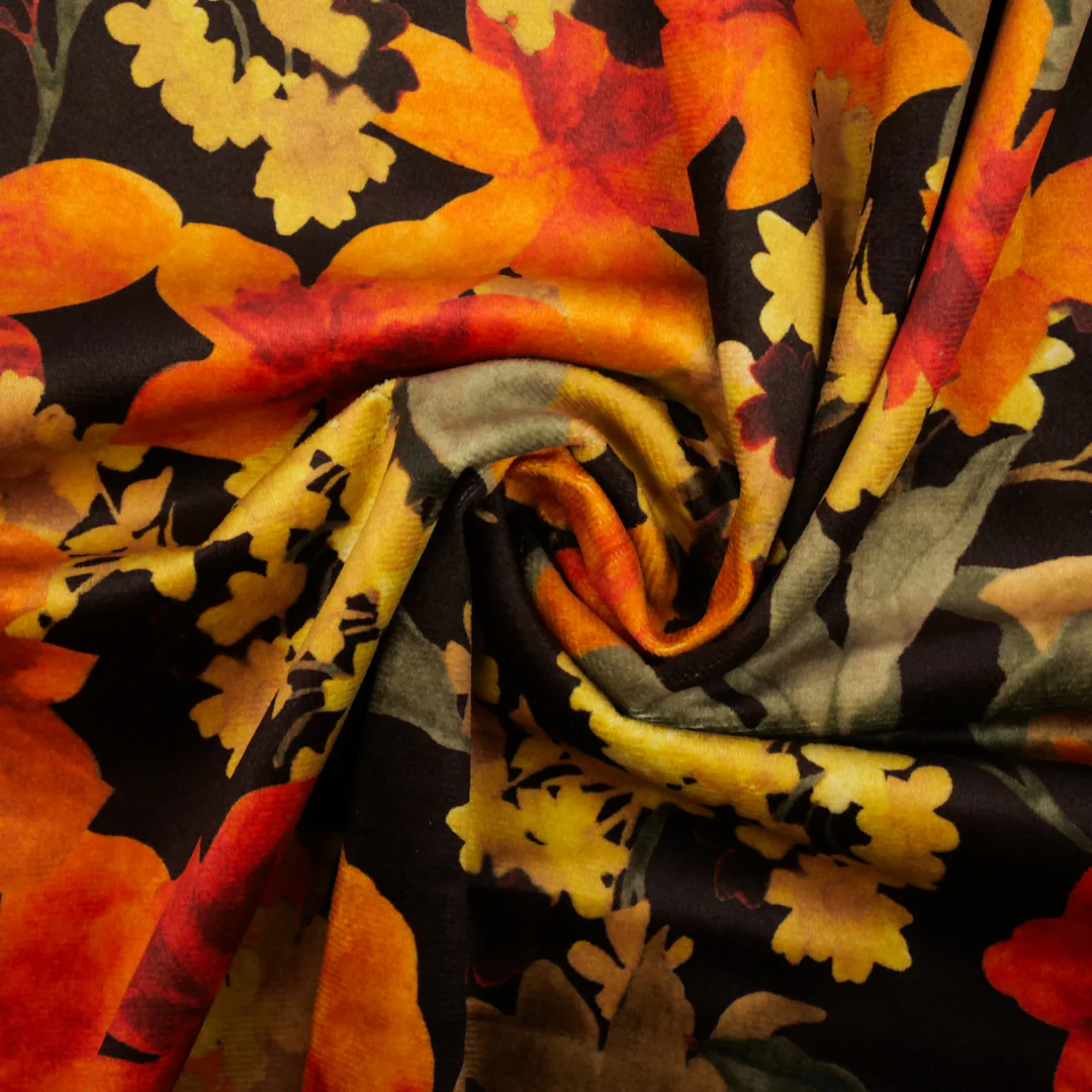 LOUELLA - PRINTED VELVET - LILIES - Image 3