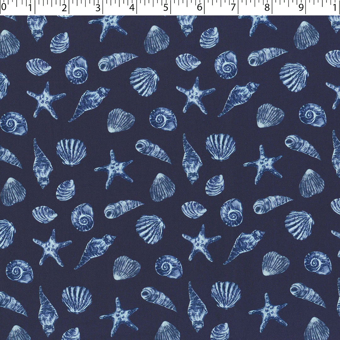 MANSFIELD COLLECTION-COTTON POPLIN PRINTS-SHELLS / STARFISH