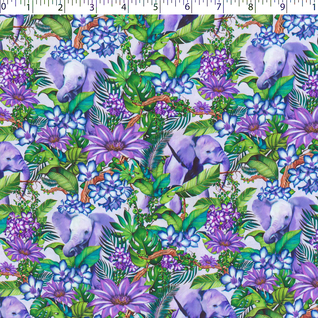 OLIVIA - RAYON PRINTS - ELEPHANTS/TROPICAL LEAVES