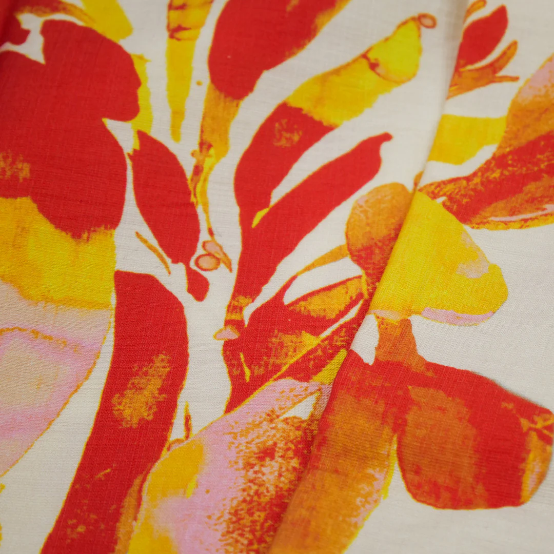 SUNSET SERENADE - SLUB PRINTS - ABSTRACT WATERCOLOR LEAVES - Image 2